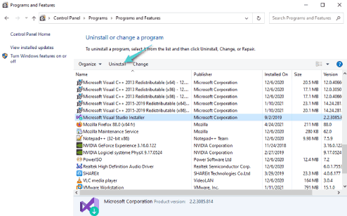 supprimer des programmes dans Windows 11
