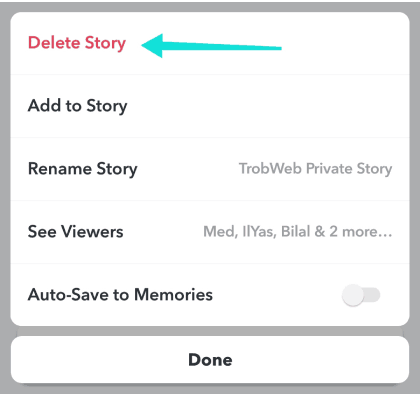 Supprimer ma story sur Snapchat
