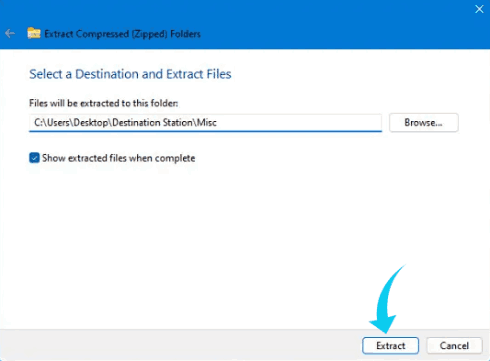 طريقة فك الضغط عن الملفات على Windows 11