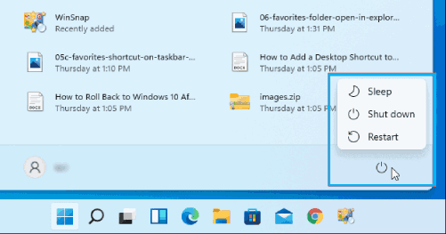 Activer le mode veille dans Windows 11