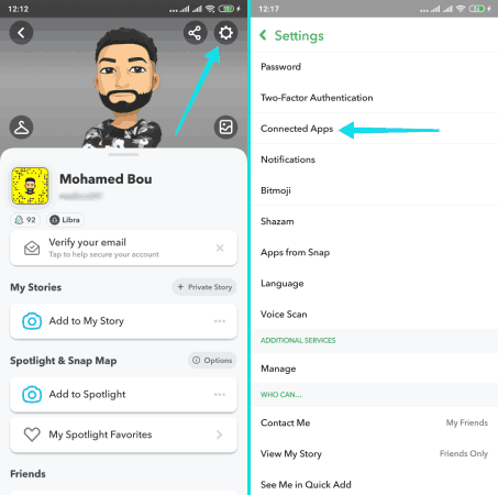 Supprimer les applications externes connectées à Snapchat