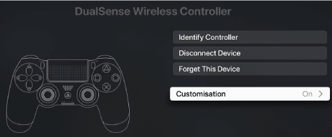 تخصيص وحدة التحكم DualSense على Apple TV