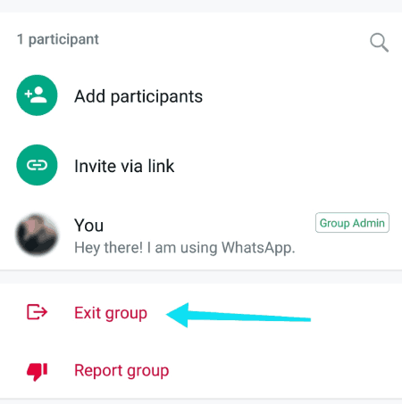Se déconnecter d'un groupe Whatsapp