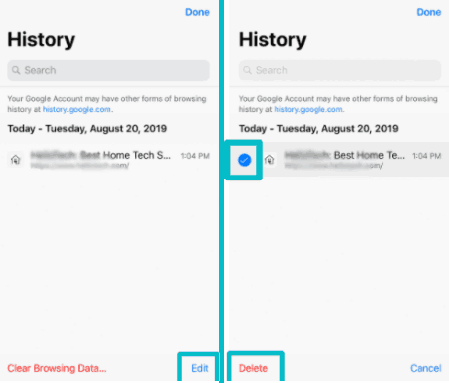 Effacer l'historique de navigation dans le navigateur Google Chrome sur iPhone