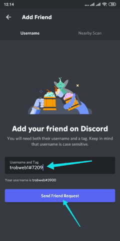 إرسال طلب الصداقة على Discord