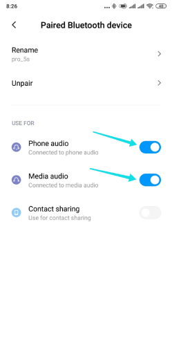 Activer l'audio du téléphone et des médias sur les écouteurs Bluetooth