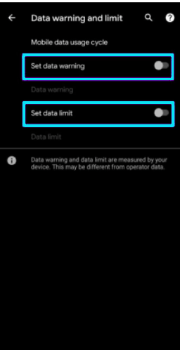 Supprimer la limite de données mobiles sur Android