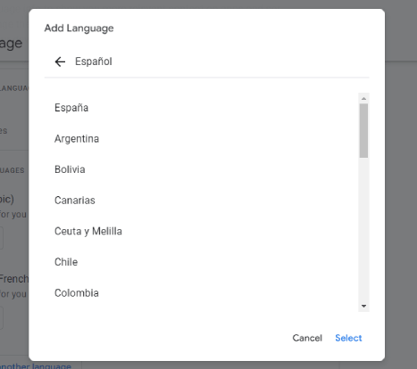comment changer la langue de google