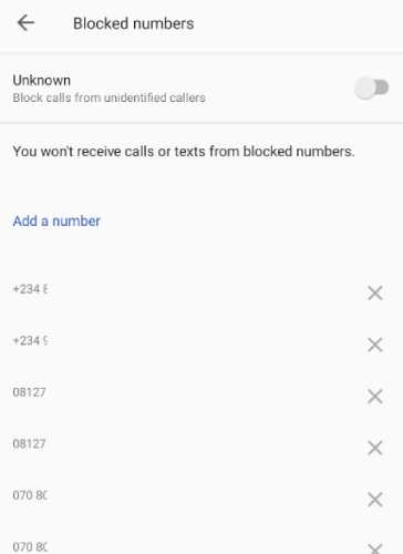 Section des numéros bloqués sur votre téléphone Android